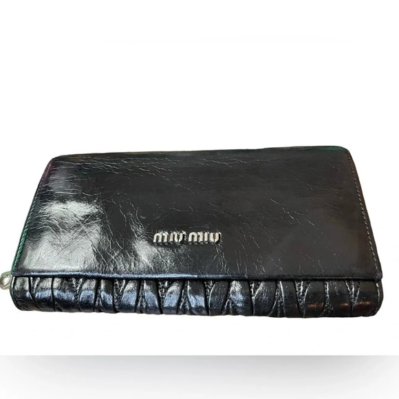 MIU MIU Black Matelassé Leather Wallet - Picture 5 of 15